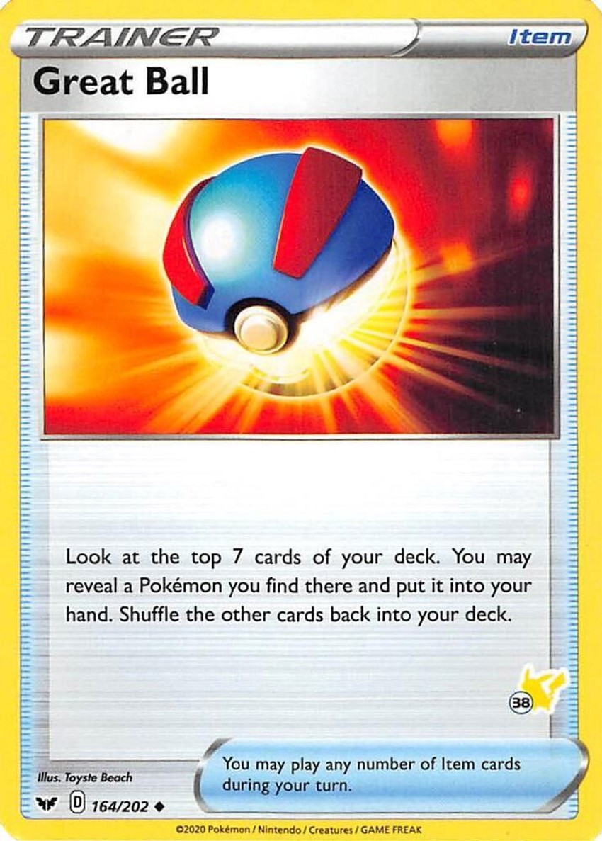 Great Ball - 164/202 (#38 Pikachu Stamped)