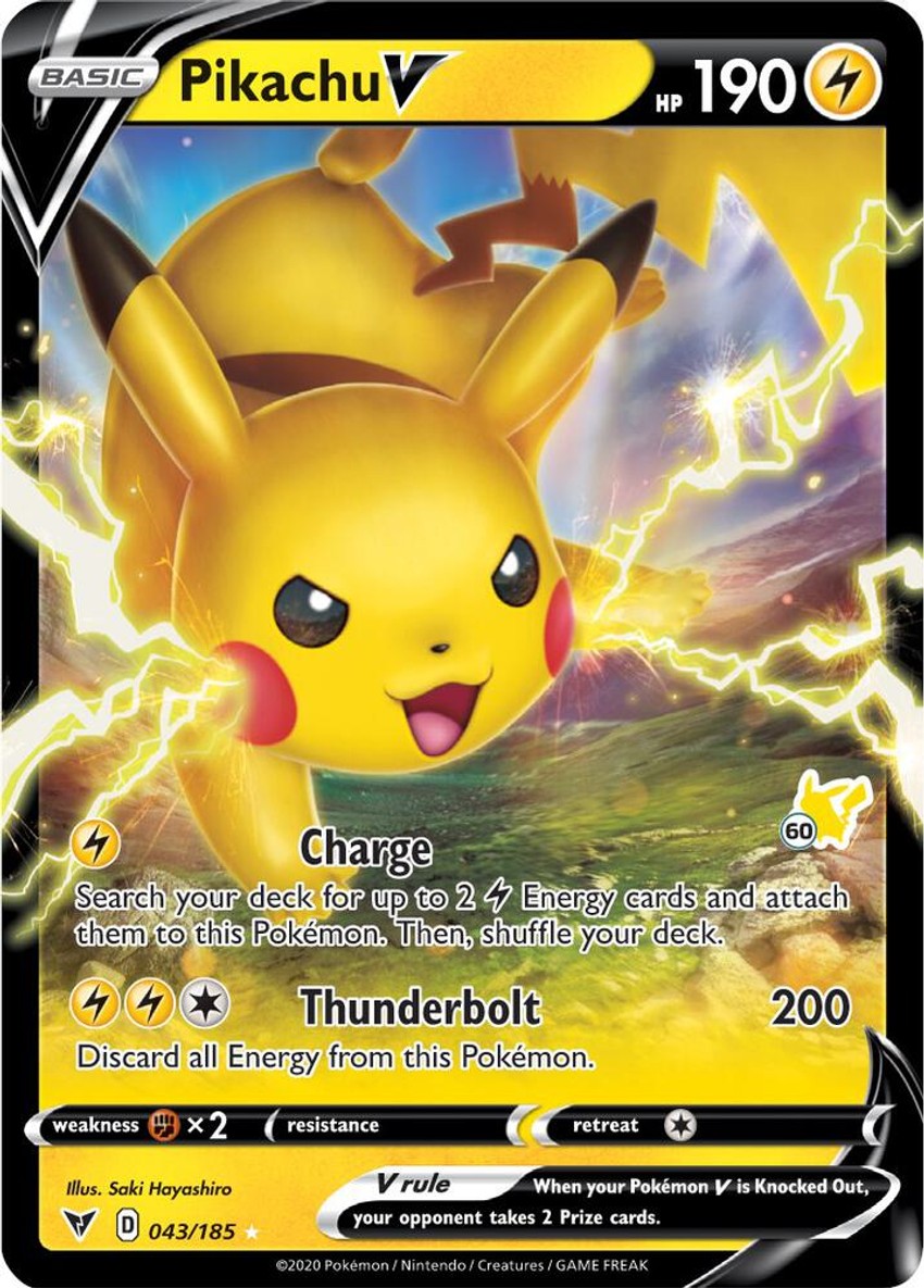 皮卡丘 V - 043/185 (#60 Pikachu Stamped)